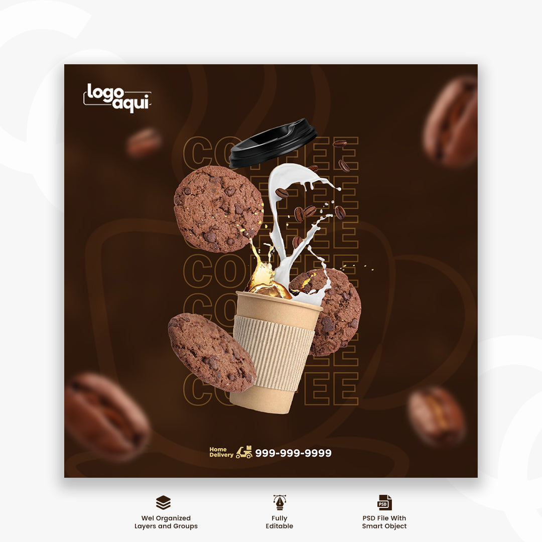 Coffee Shop Drink Menu Promotion | Social Media Instagram Post Banner Template