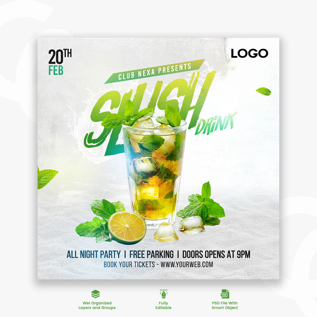 Fresh juice food menu social media template