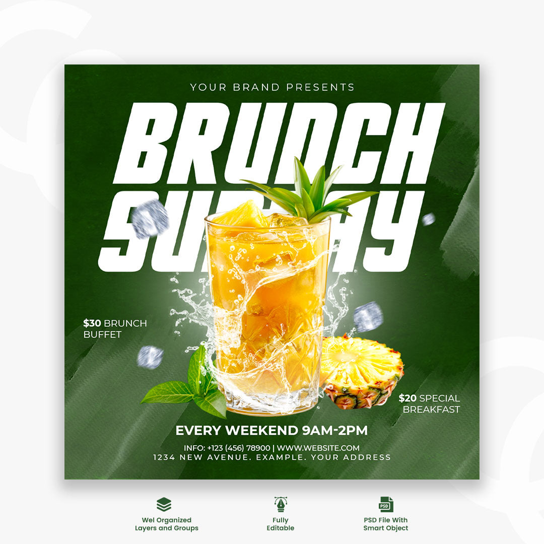 Brunch Healthy Drink Menu Promotion | Social Media Instagram Post