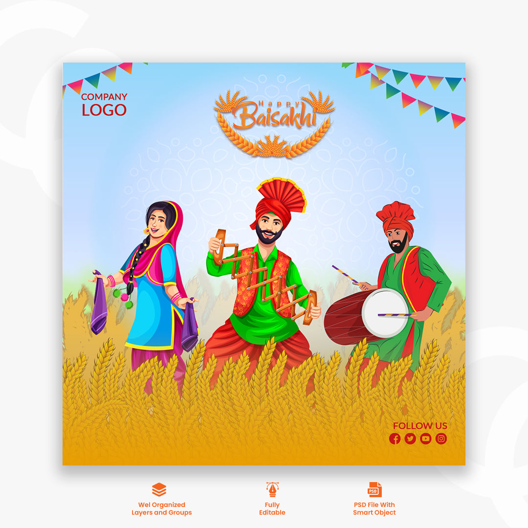 Flat design happy baisakhi