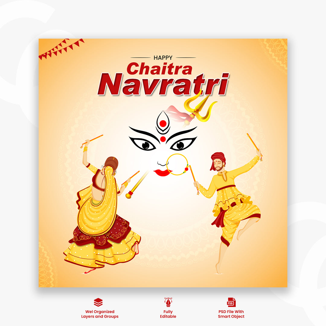 Navratri Festival Social Media Template | Bright & Festive Design