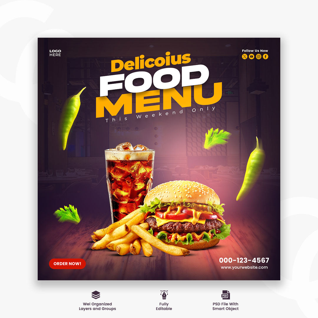 Perfect Food Social Media Promotion | Instagram Banner Post Template Design