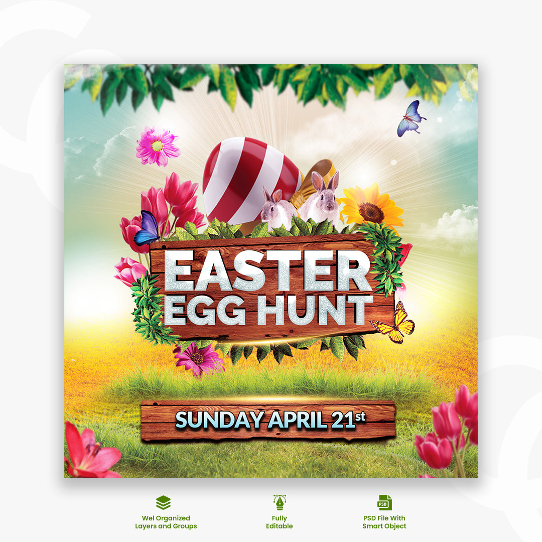 Happy easter day offer Social media feed post