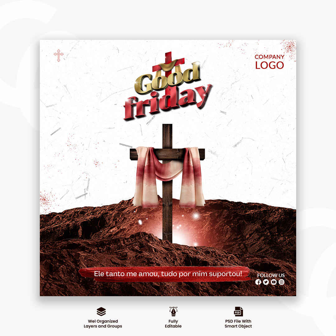 Good Friday White Background Social Media Design Banner Free Vector
