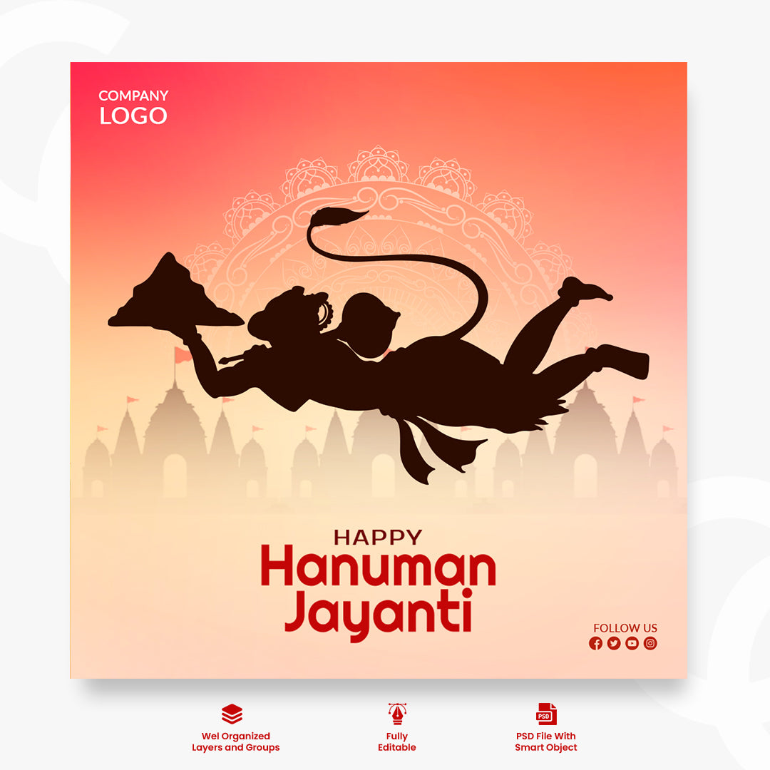 Happy Hanuman Jayanti traditional Indian festival celebration background
