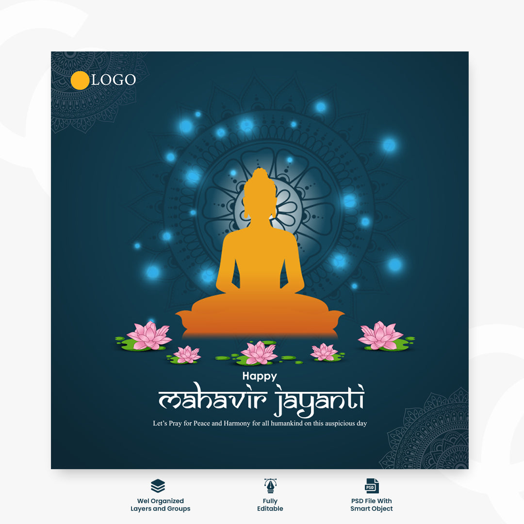Happy mahavir jayanti illustration