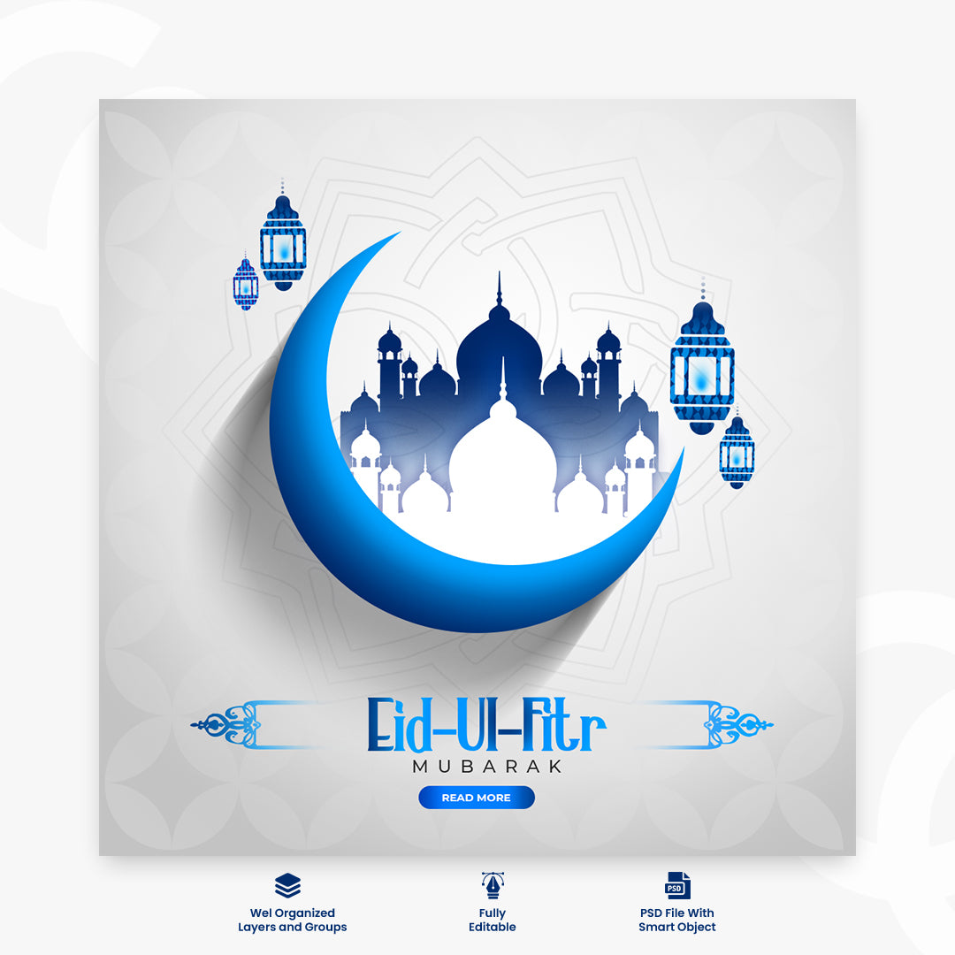 Eid mubarak islamic festival social media post template