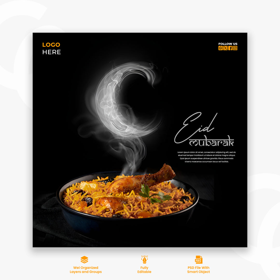 Ramadan Delicious healthy iftar menu and restaurant social media post design and banner template
