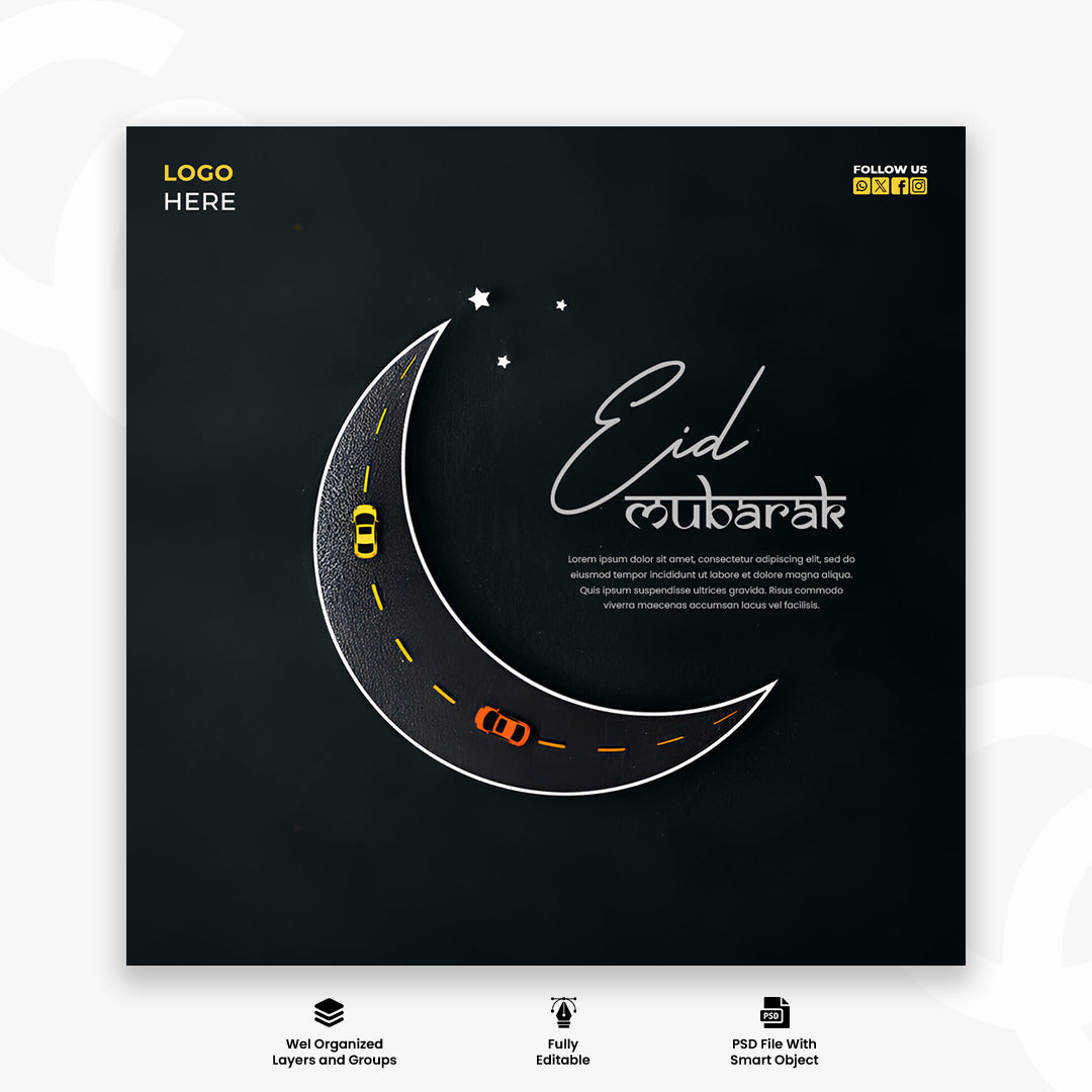 Happy Ramadan Mubarak Islamic Festival Greeting Social Media Post Design Template