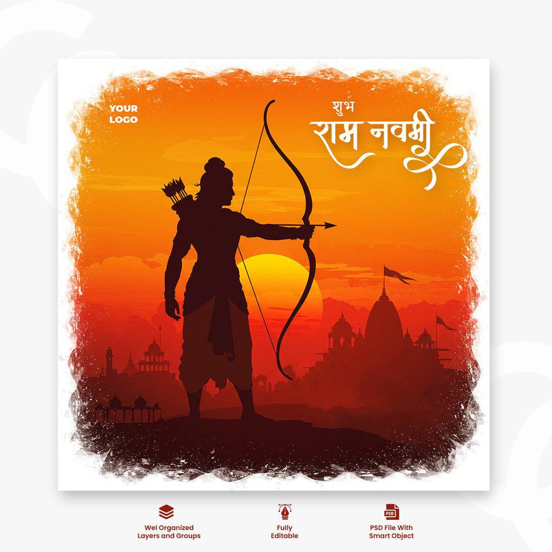 Hindu festival shree ram navami cultural background design
