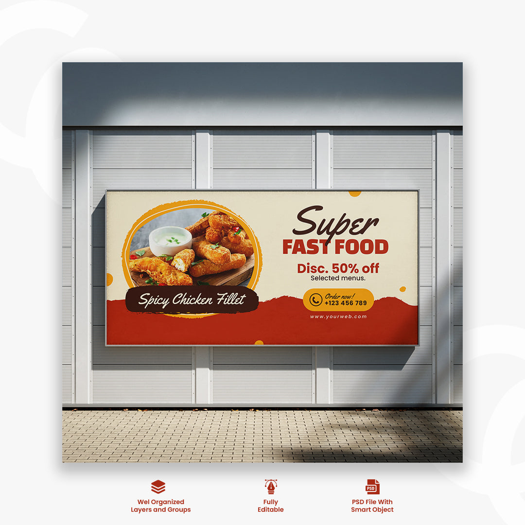 Food menu and restaurant web banner