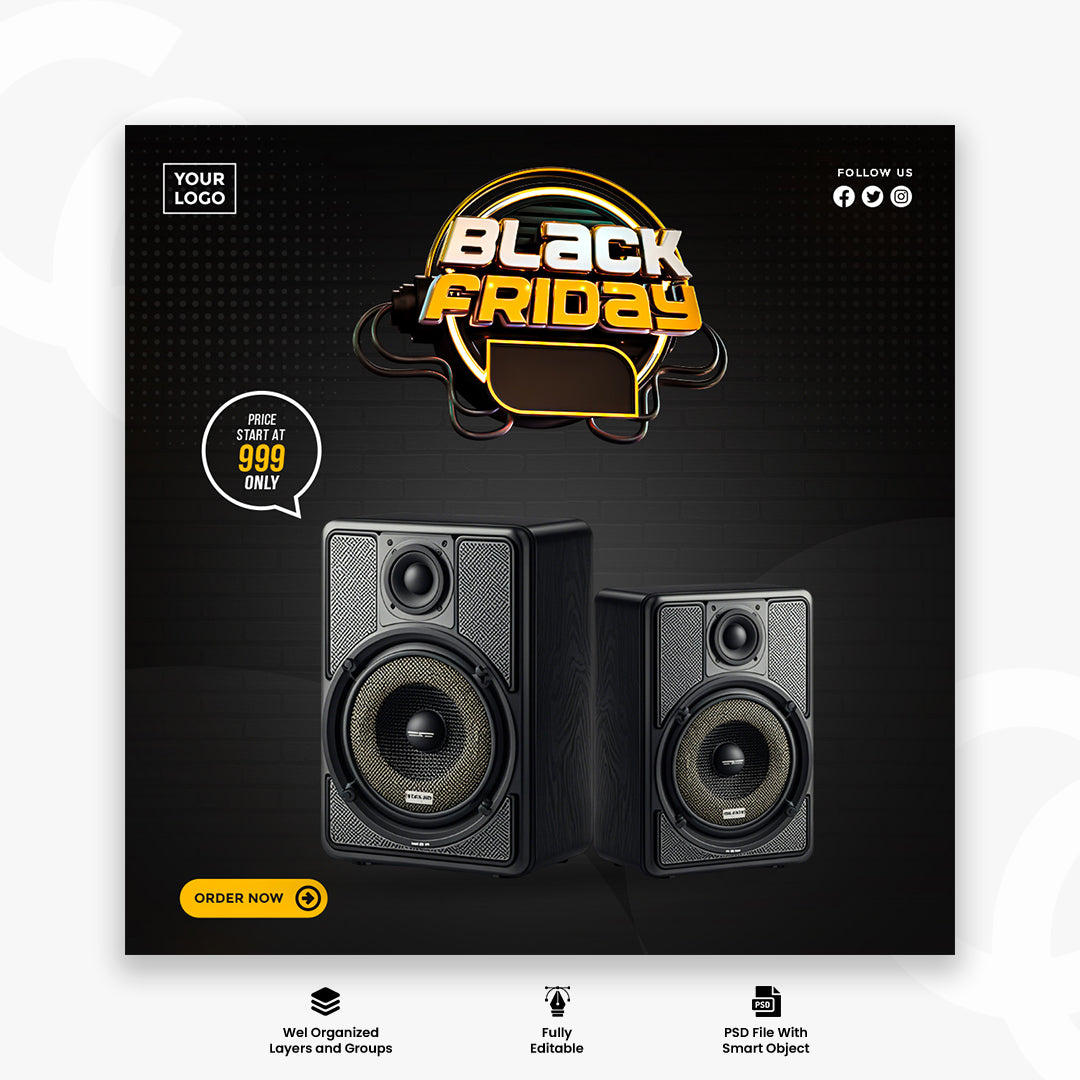 Black Friday super sale social media banner template