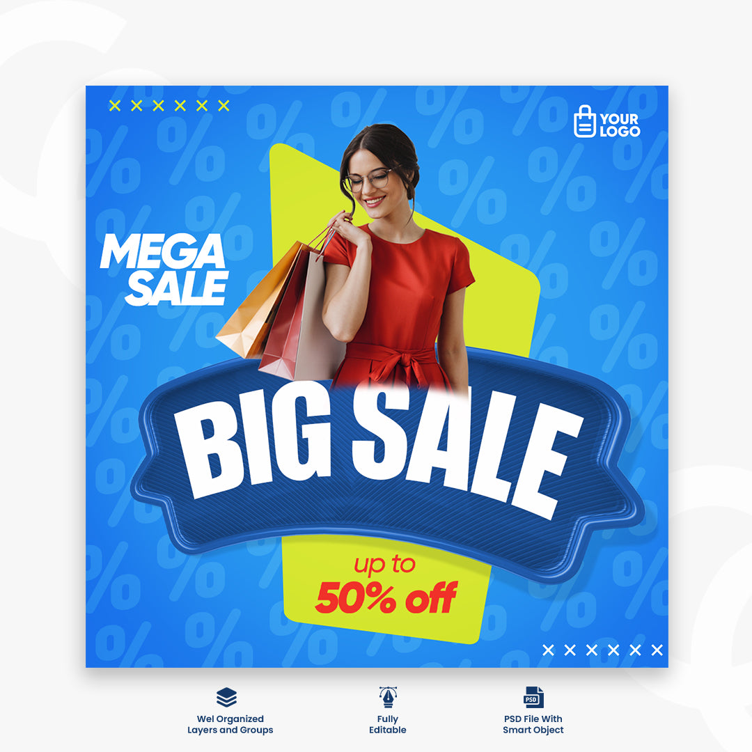 Mega Sale Instagram Banner Social Media Post Template