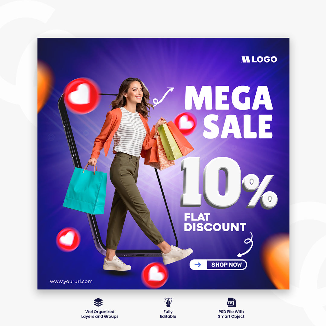 Promotional sales social media post or banner template facebook or instagram banner post template