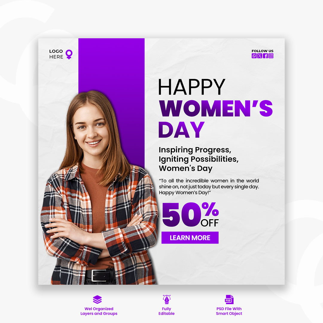 Womens day instagram post design template