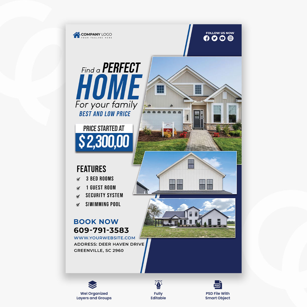 Vertical poster template for finding the perfect home