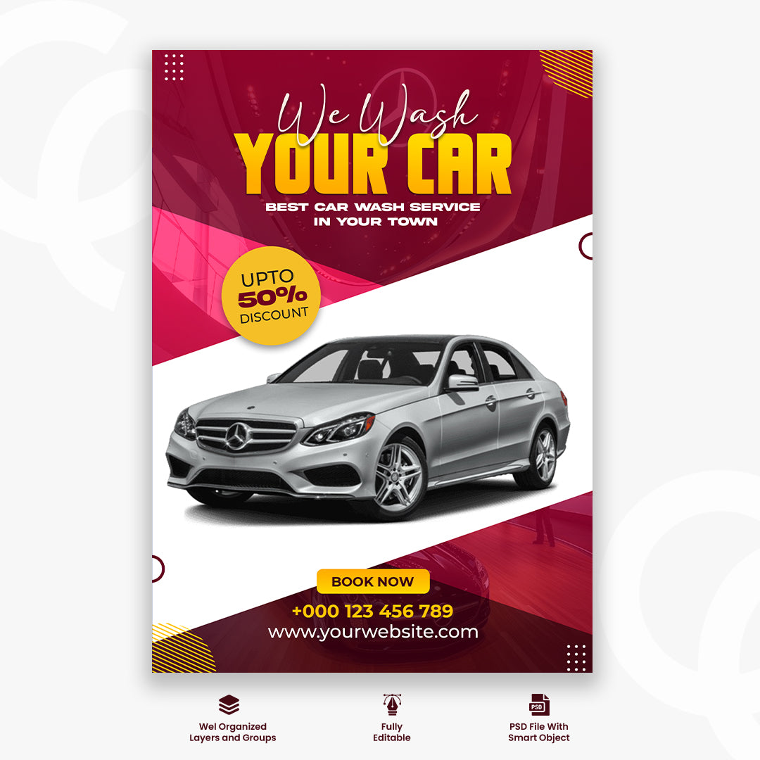 Free vector cleaning service car wash flyer template design