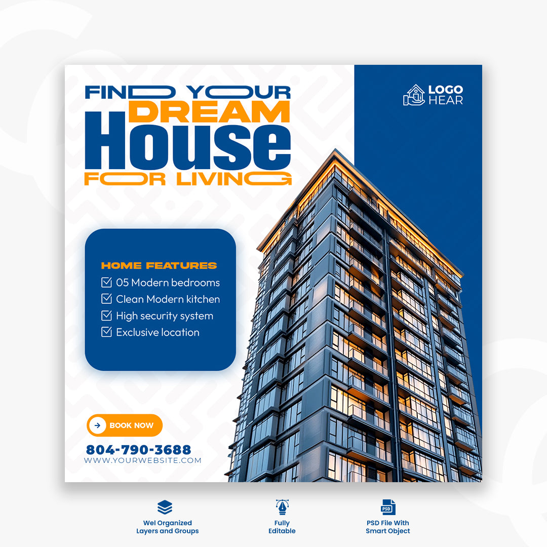 Real estate house property Instagram post or social media banner template