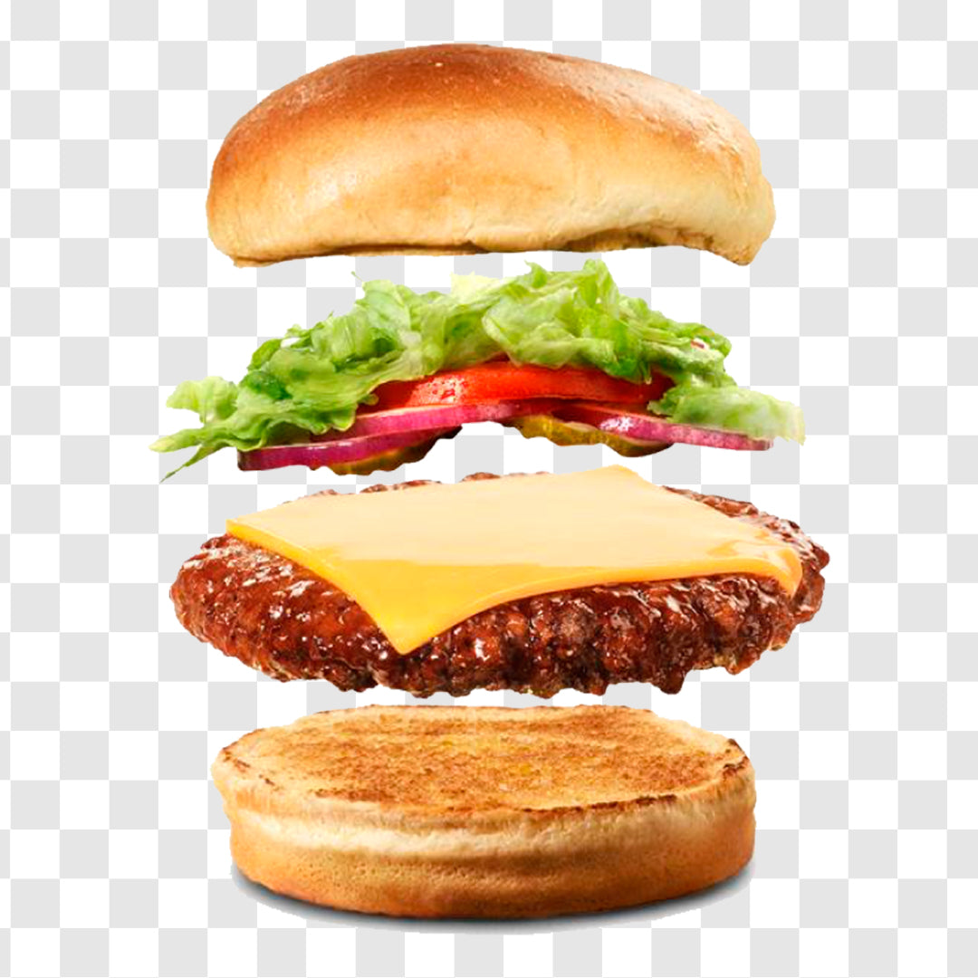hamburger with cheese and tomatoes on it