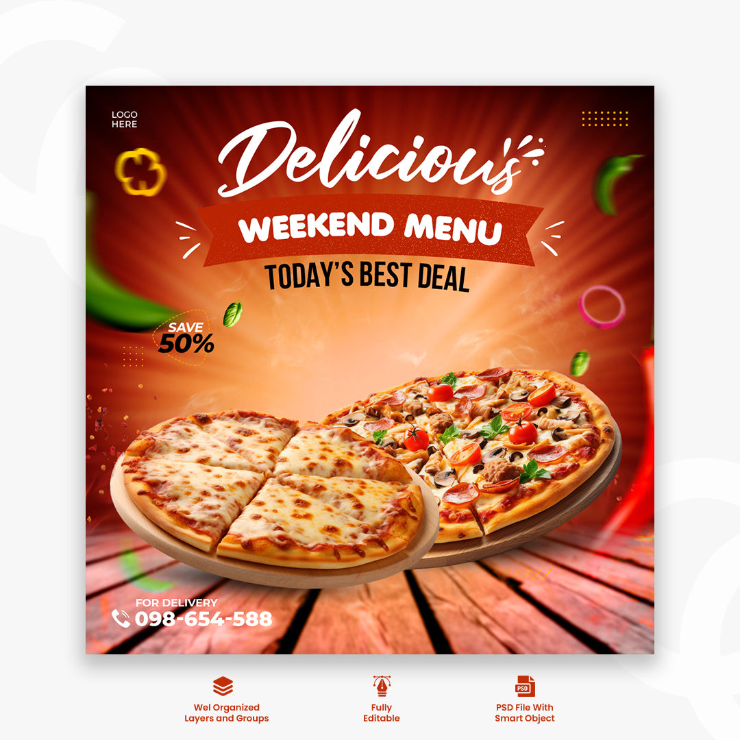 Special delicious food social media banner post template