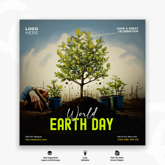 World International Earth Day Save our Earth social media post design PSD