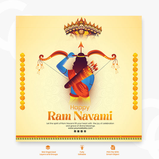 Vector illustration of happy rama navami social media feed template