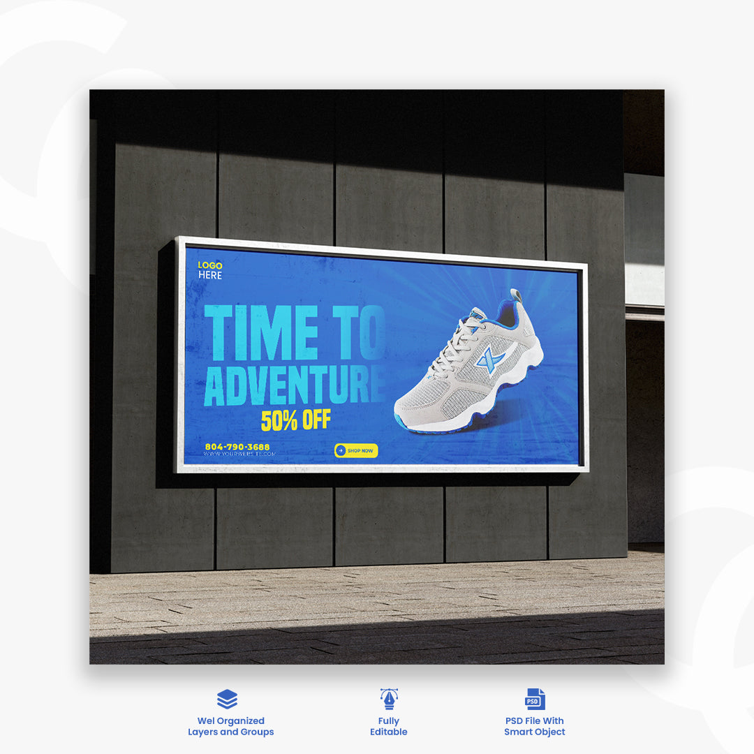 White Sport Fashion Shoes Brand Product Social Media Promotional Banner