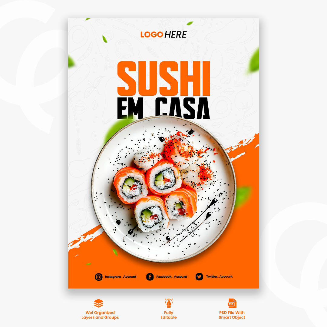 Poster template for sushi restaurant