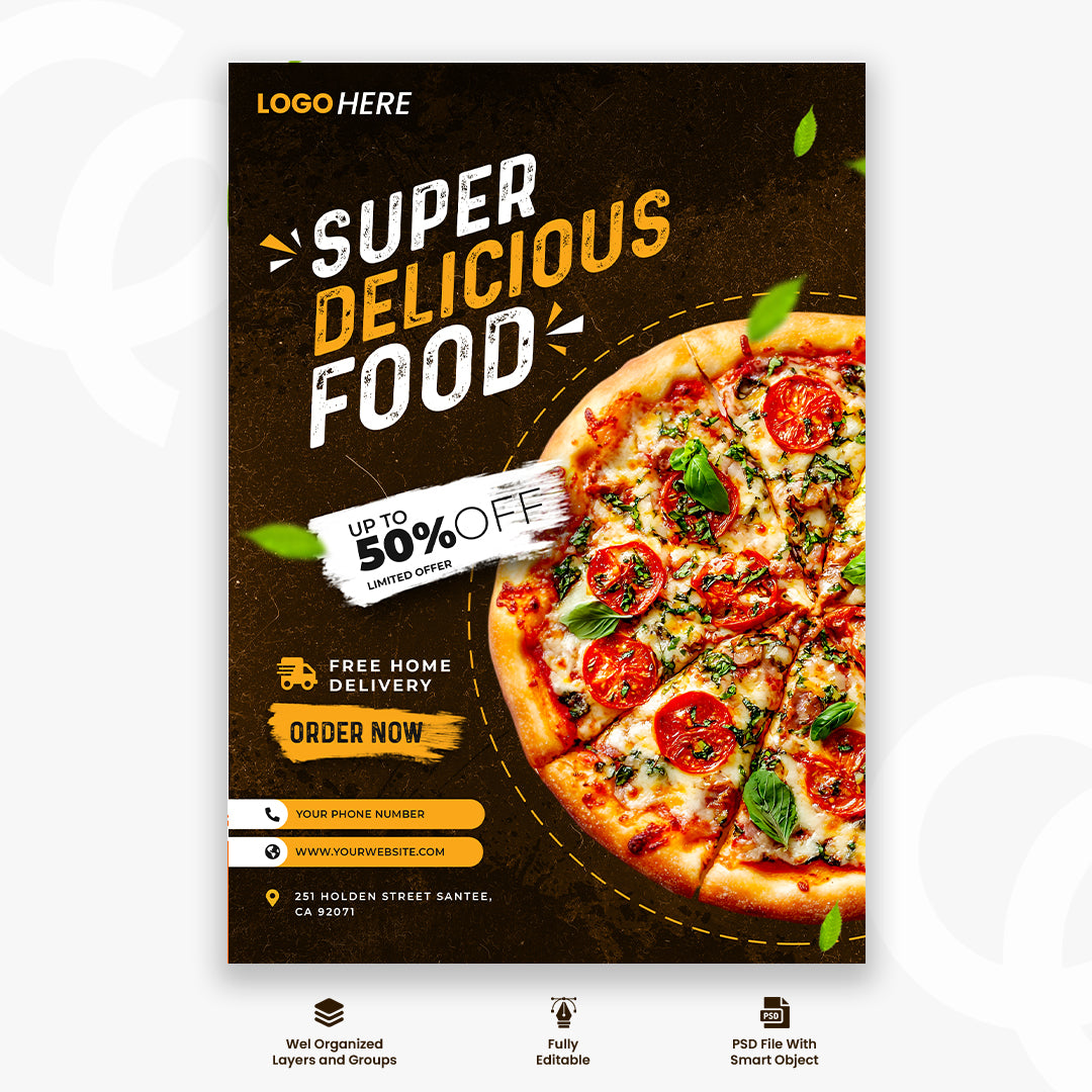 Pizza Menu Food Promotion Premium Template