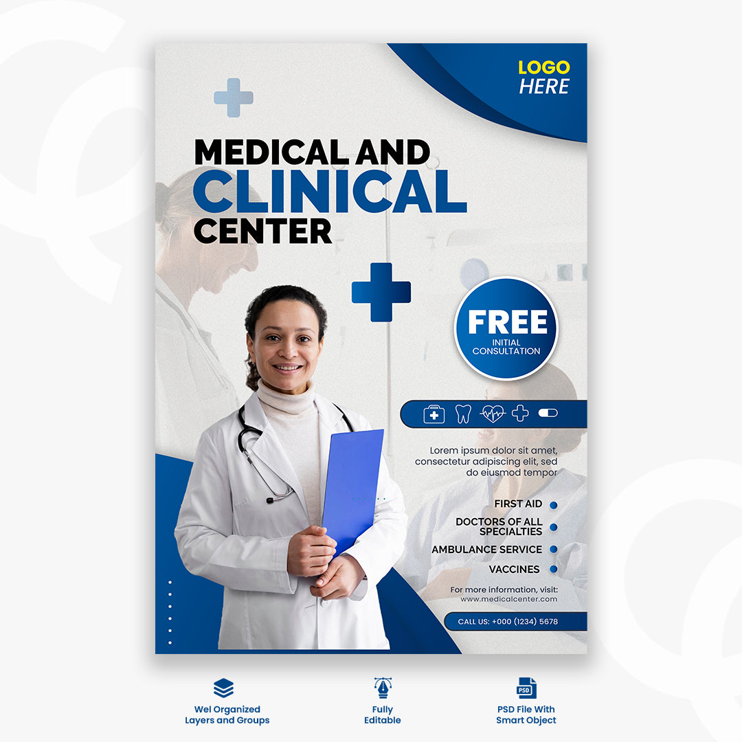 Medical business vertical flyer template