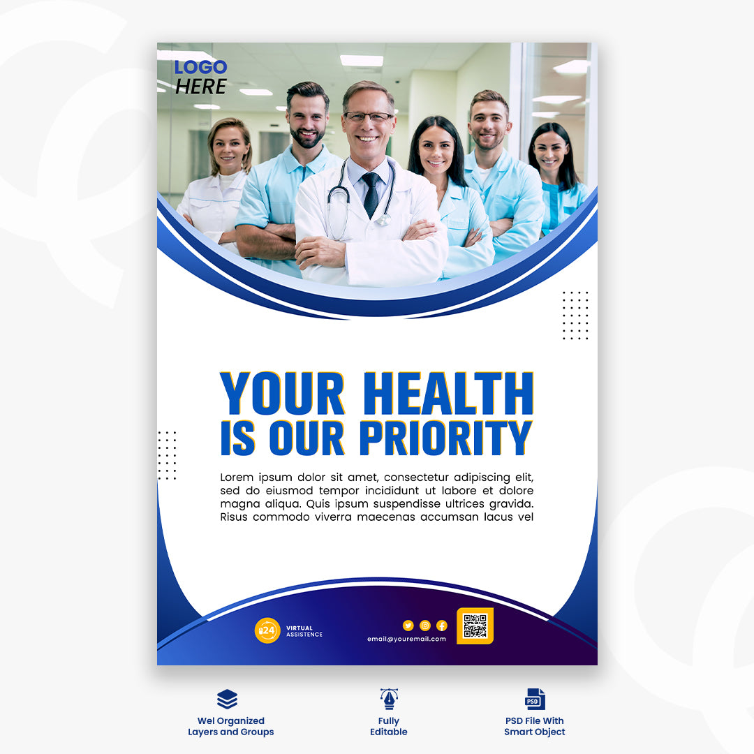 Hospital care poster template
