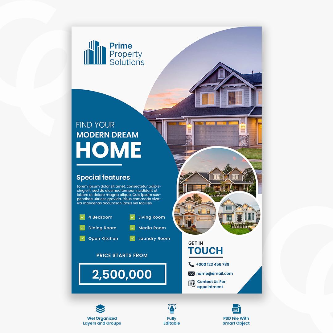 Real estate house property flyer poster template