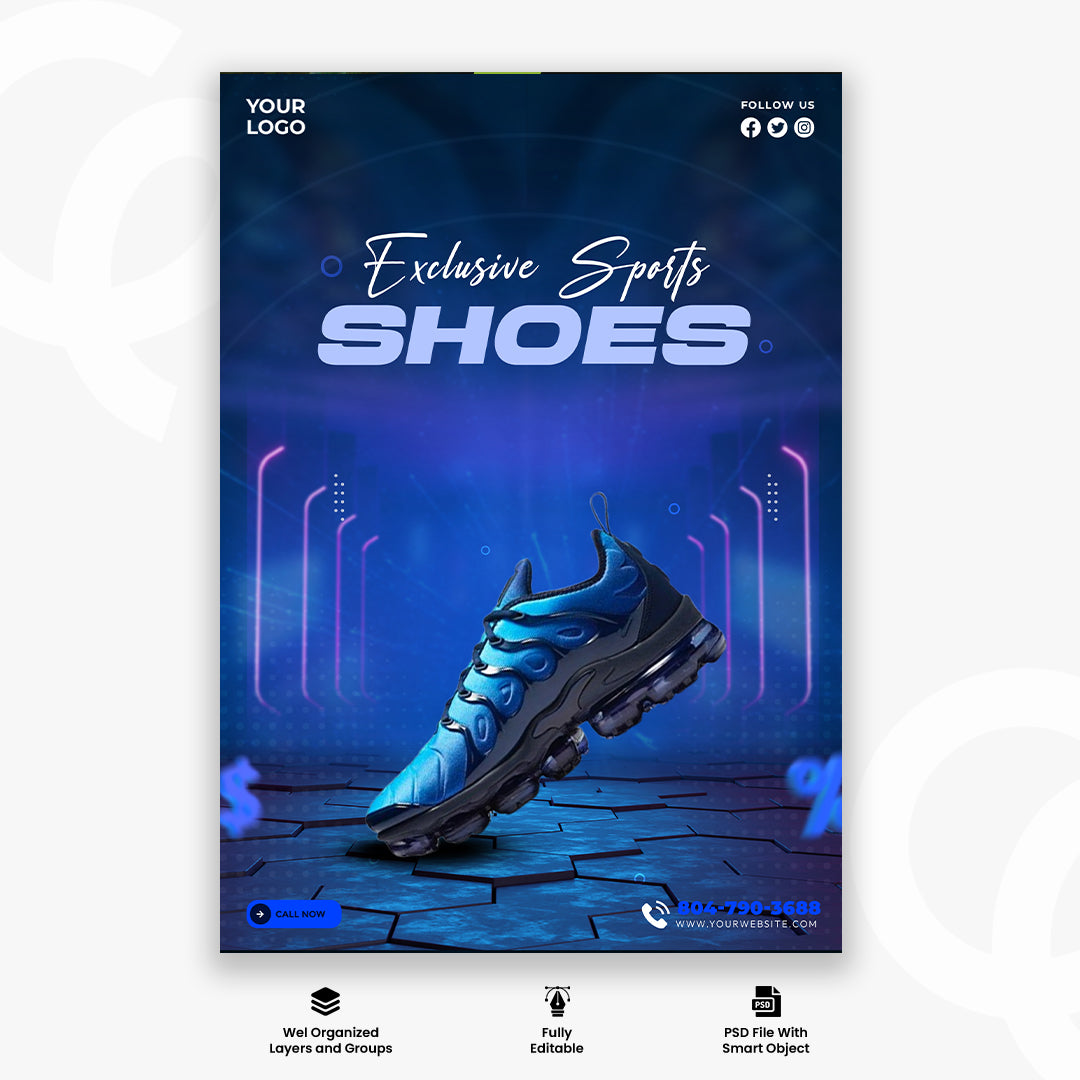 Sports shoe sale poster template