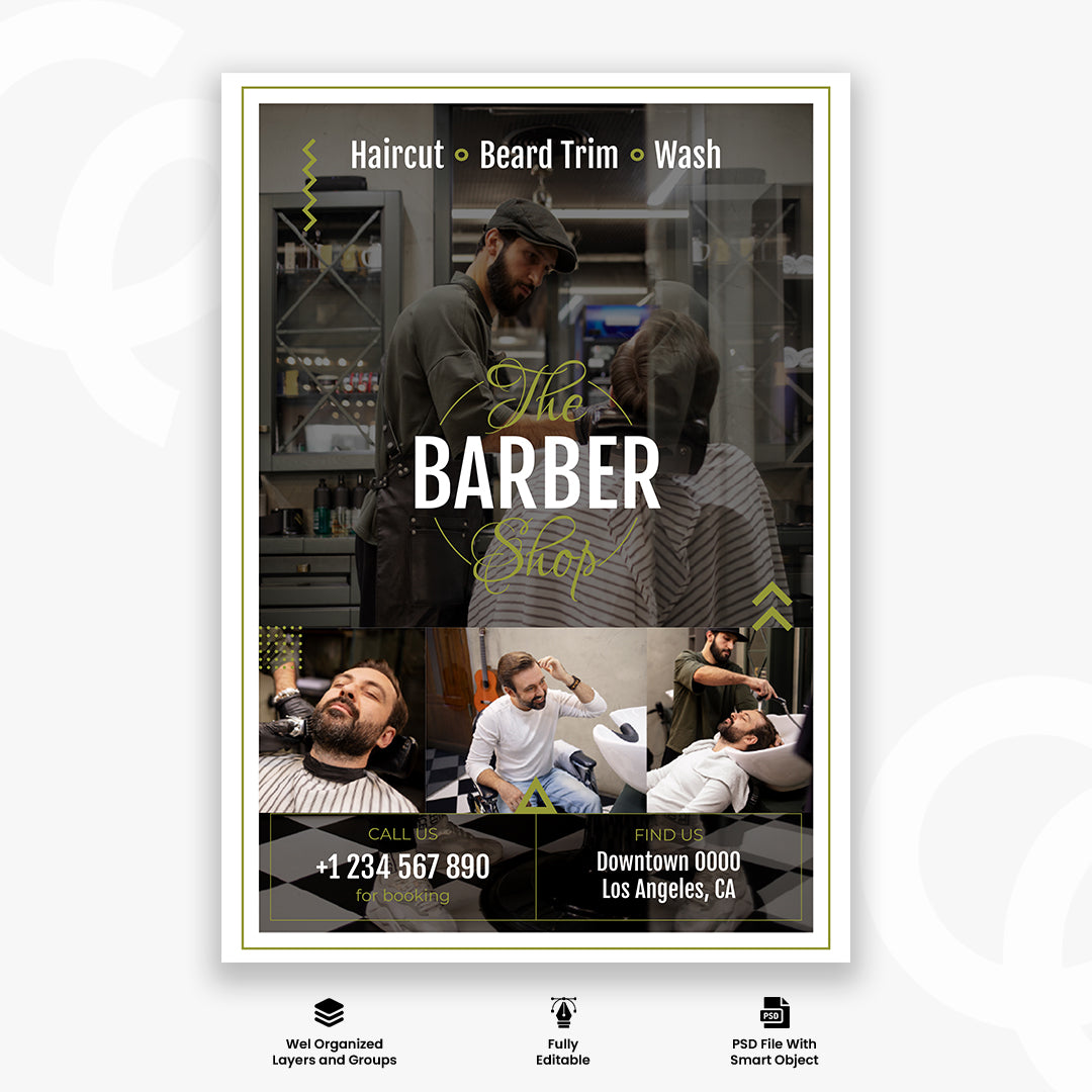 Flat design barbershop template