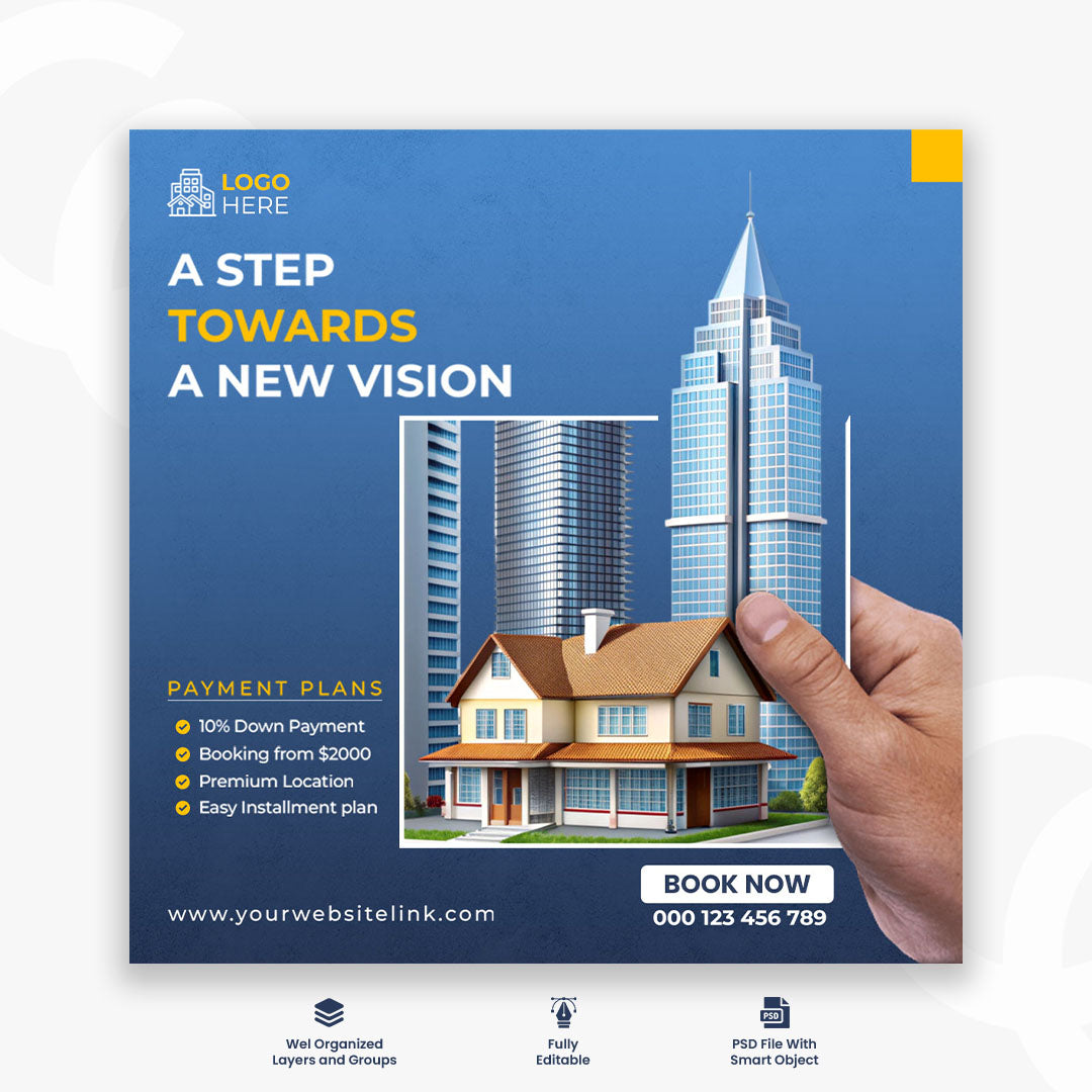 PSD perfect home for sale social media banner template