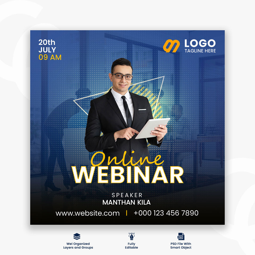 Online Business Webinar Social Media Post Design Template