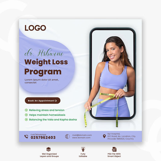 Weight Loss social media post and web banner template